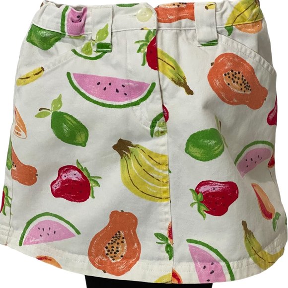 (4-115) Gymboree White Skort with Fruit Two Front Pockets & Zipper - Picture 1 of 10